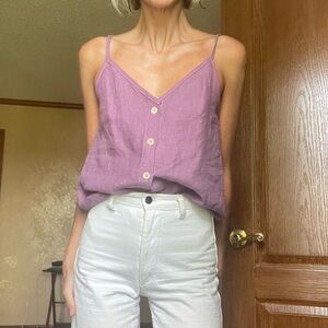 New Sustainable Organic Linen Cotton Tank Top Lavender XS